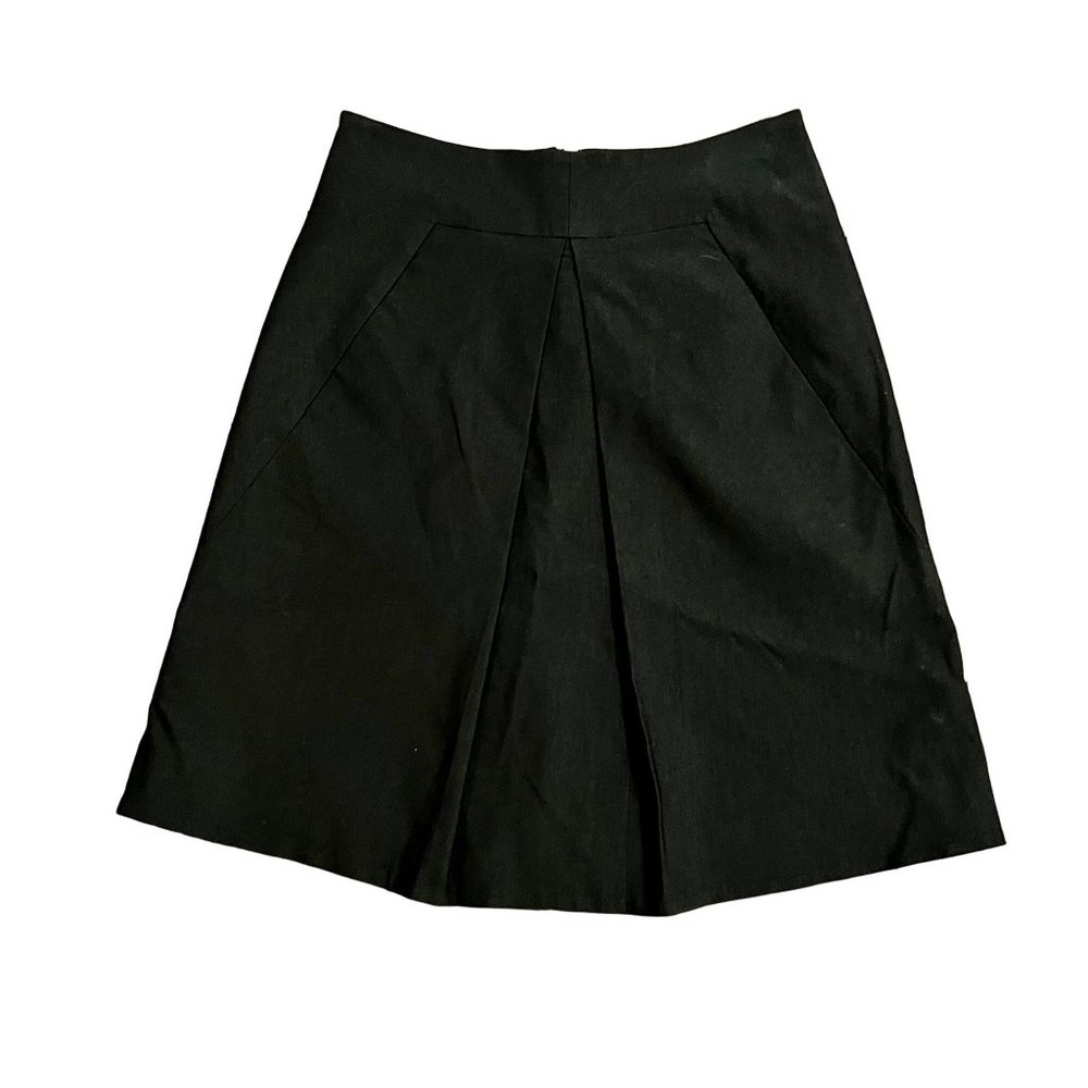Odille Black Pleated Rayon Blend A-Line Mini Skirt w/ Pockets Size 6